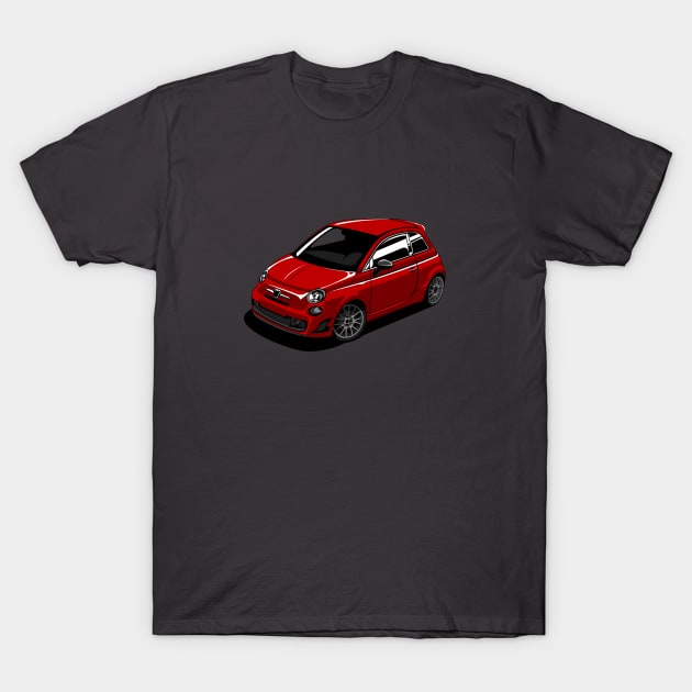 Bright red abarth 595 T-Shirt by pujartwork